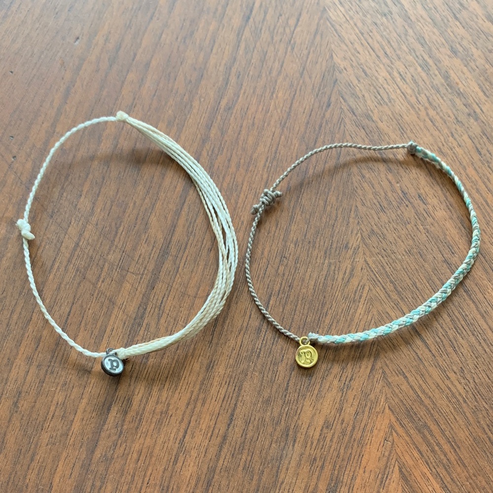 Pura Vida Cream and Blue Charm Bracelets